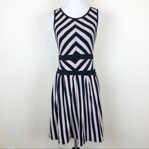 SOLD Monteau Black & Cream Striped Dress